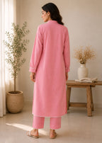 Blush Pink Handwoven Kurta Set