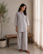 Handwoven Pearl Grey Duo-set set