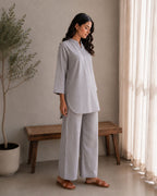 Handwoven Pearl Grey Duo-set set